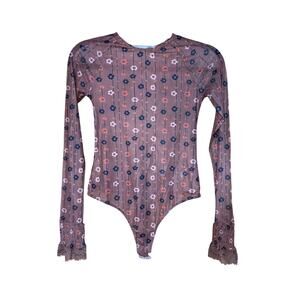 Intimately Free People Sheer Floral Bodysuit – Size XS – Brown